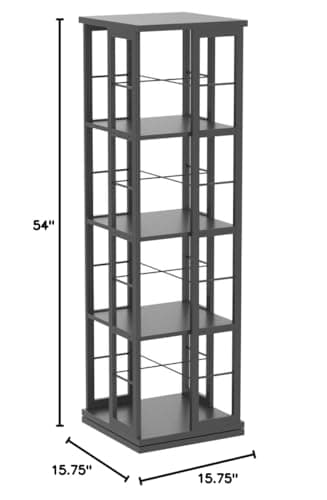 Aheaplus Rotating Bookshelf, 360 Display Wood Spinning Bookshelf, Floor Standing Bookcase Narrow Shelf Revolving Organizer Storage Rack for Small Space, Bedroom, Study Room, Black - Image 3