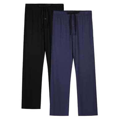 BAMBOO COOL Mens Pajama Pants Sleep Lounge Bottoms Soft Comfy Long Pj Pant Sleepwear with Pockets 2 Pack - Image 1