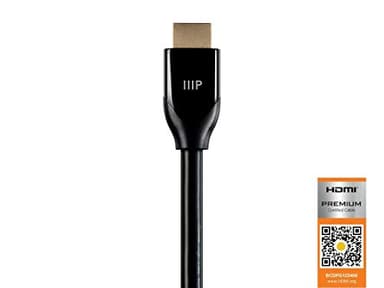 Monoprice 4K Certified Premium High Speed HDMI Cable - 4K60Hz, 18Gbps, HDR, 3ft, Black - 3 Pack - Image 3