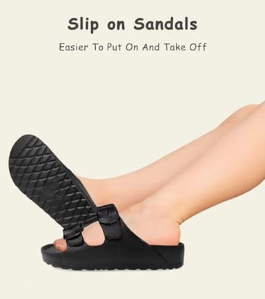 Pisumg Kids Slides Sandals Double Buckle Adjustable Boys Girls - Image 5