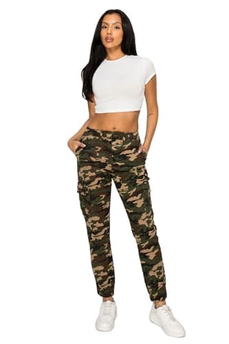 Double Denim January 5th High Waisted Cargo Joggers Pants for Women – Baggy Fleece-Lined Casual Sweatpants with Pockets Streetwear SCP-2049 Camo M - Image 3