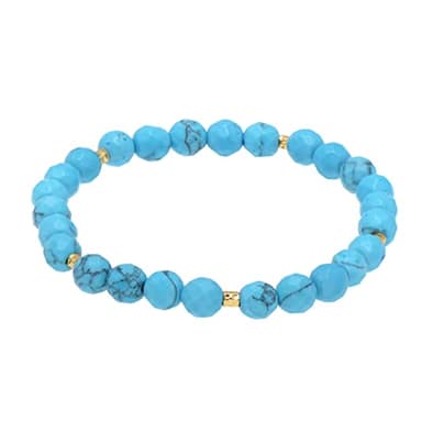Paialco 6MM Faceted Turquoise Beads Stretch Bracelet Small for Women 6.5" - Image 1