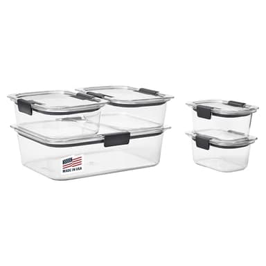 Rubbermaid Brilliance Food Storage Containers, Set of 5 (10 Pieces), BPA-Free, Leak-Proof, Clear - Image 1
