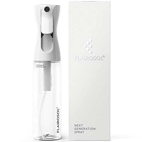 FLAIROSOL - The Original, Spray Bottle for Hair, Plants & More, Continuous Mister, Ultra Fine Water Mist, 10.1oz/300ml, Clear Bottle - Black Print - Image 1