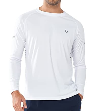 NORTHYARD Men's Sun Protection UPF 50+ Shirts Long Sleeve Running Workout Athletic Gym Shirt UV Swim Fish Rash Guard Hiking White XL - Image 1