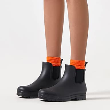 Planone Short Rain Boots Women Wide Width Fashion Waterproof Chelsea Boots for Women Matte Outdoor Garden Shoes Ankle Muck Boots for Ladies Non Slip Work Shoes Rubber Boots with Premium Comfort Insole - Image 6