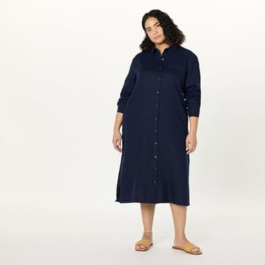 The Drop Women’s Fiona Relaxed Linen Midi Shirt Dress, Maritime Navy, M - Image 7