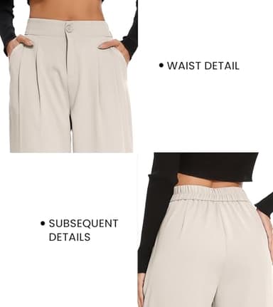 FUNYYZO Women Office Dress Solid Work Pants High Waisted for Women Business Long Lounge with Pockets A-Beige - Image 3