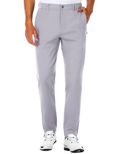 SPECIALMAGIC Men's Stretch Golf Pants Dress Slim Fit Lightweight Golf Hiking Waterproof Quick Dry Casual Work Pants,Light Grey,34W30L - Image 1