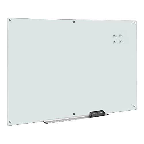 Amazon Basics Glass Dry-Erase Board, Magnetic Frameless Whiteboard, 72W" x 48H", Magnetic White - Image 1