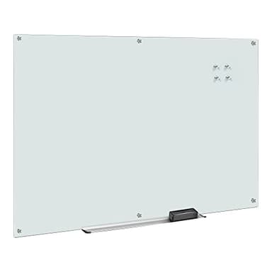 Amazon Basics Glass Dry-Erase Board, Magnetic Frameless Whiteboard, 72W" x 48H", Magnetic White - Image 1
