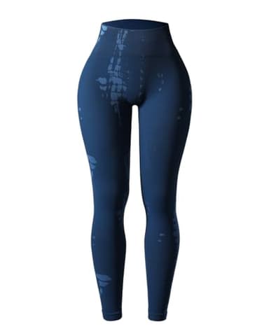 AUROLA Serpent 2 Pieces Pack Set Seamless Scrunch Workout Leggings for Women Active Gym Pants,Pack (Black + Water Blue),M - Image 3