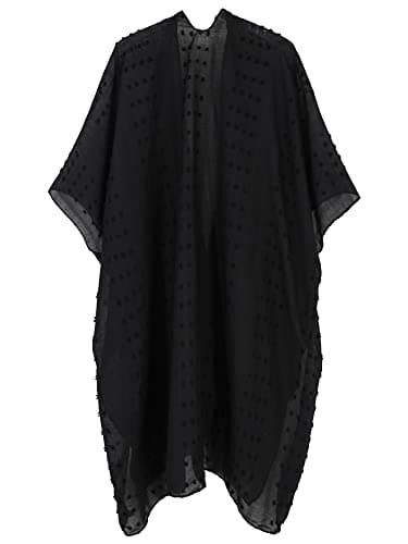 Moss Rose Women's Beach Cover up Swimsuit Kimono Cardigan with Bohemian Floral Print Black - Image 3
