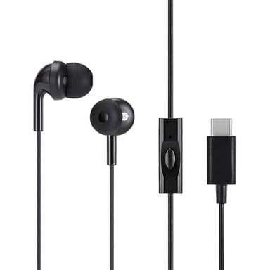 Amazon Basics Wired Earbuds with Microphone, In Ear Headphones, USB-C, 4.2 ft long cable, S/M/L Ear Tips, One size, Black - Image 1