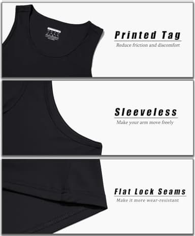 MAGCOMSEN Gym Tank Tops for Men Sun Shirt Quick Dry Summer Bodybuilding Workout Sleeveless Shirt Black Medium - Image 4