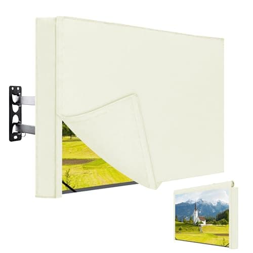 Easy-Going Outdoor TV Cover with Roll Up Front Flat - Waterproof & Weatherproof for 55-58 inch Flat Screen TV, Beige - Image 1