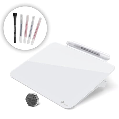 TOWON Small Glass Dry Erase Board, Desk White Board with Standing, Mini Whiteboard Easel Pad Set, Stenography Artifact for Office, Home and School Supplies, 8x6 Inches, White - Image 1