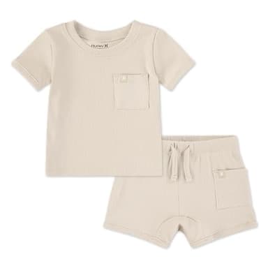 Hurley Rib Knit T-Shirt and Shorts 2-Piece Outfit Set - Image 1