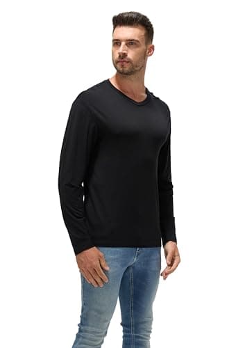 100% Ultrafine Merino Wool Base Layer for Men | V-Neck Long Sleeve Thermal Shirt, Moisture Wicking & Odor Resistant Black - Image 6