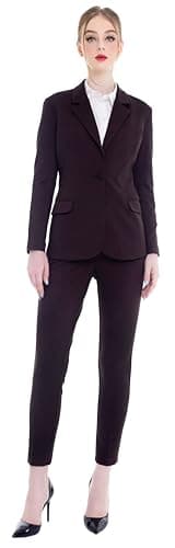 Marycrafts Women’s Two Piece Suits – Business Blazer Pant Suit Set for Work, Professional Outfit, Office Wear, Formal Business Attire 20 Black Brown - Image 7