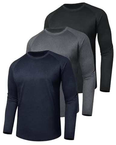 3 Pack Long Sleeve Shirts for Men - Quick Dry Moisture Wicking UV Sun Protection T-Shirts for Fishing Workout Athletic Gym - Image 1