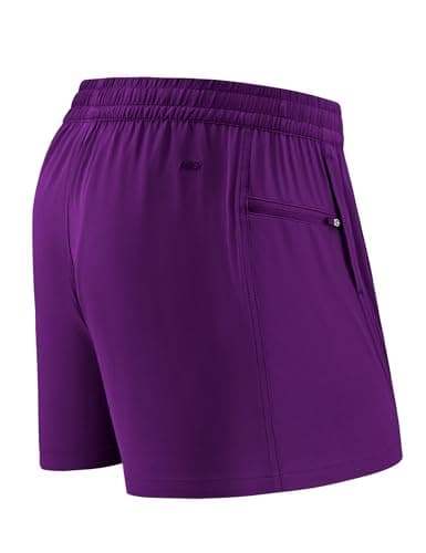 MIER Men's Quick Dry Running Athletic Shorts 3 Inch with Pockets Gym Sport Workout Fitness Shorts, Dark Purple, S - Image 1