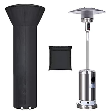 Patio Heater Covers with Zipper and Storage Bag,Waterproof,Dustproof,Wind-Resistant,Sunlight-Resistant,Snow-Resistant,Black,89'' Height x 33" Dome x 19" Base - Image 1