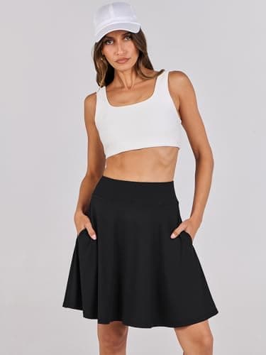 ANRABESS Knee Length Skorts Skirts for Women 2025 Summer High Waisted Golf Tennis Skirt Casual Travel Built-in Shorts Clothes Black X-Large - Image 9