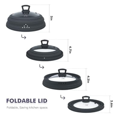 Microwave Splatter Cover Vented Glass Splatter Guard Lid with Collapsible Silicone for Food as Pot Cover Plate 10.8 inch for 6 7 8 9 10 inch Plate Bowl - Image 3