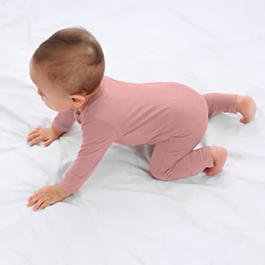 GUISBY Rayon Pajamas Baby, 2 piece Footless Pajamas, Long Sleeve with Zipper Sleepers Orange-Pink 6-12 Months - Image 7