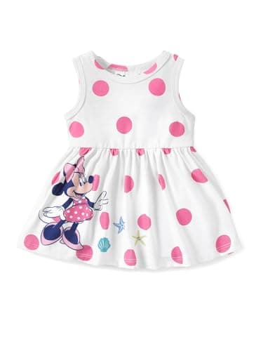 Disney Minnie Mouse Toddler Girl Dress Polka-Dot Pattern Casual Sundress Sleeveless Summer Outfit School Holiday Clothes Pink 2T - Image 1