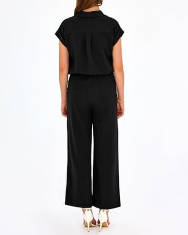 PRETTYGARDEN Womens 2 Piece sets Summer Cap Sleeve Tops Palazzo Pants Dressy Casual Vacation Travel Outfits Tracksuits(Black,Medium) - Image 2