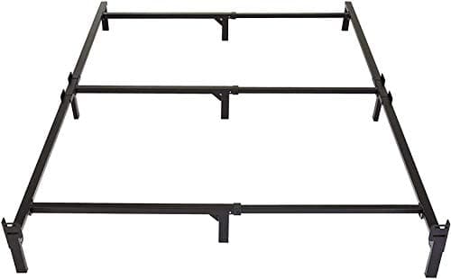 Amazon Basics Metal Bed Frame(Box Spring Required), 9-Leg Base for Box Spring and Mattress, King, Tool-Free Easy Assembly, Black - Image 1