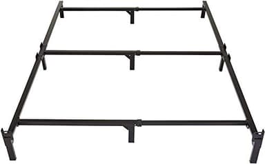 Amazon Basics Metal Bed Frame(Box Spring Required), 9-Leg Base for Box Spring and Mattress, King, Tool-Free Easy Assembly, Black - Image 1