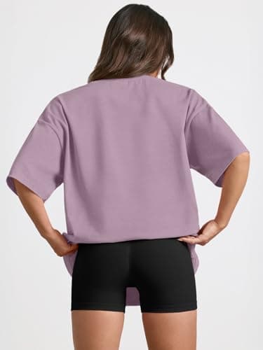 Trendy Queen Womens Oversized Summer T Shirts Back to School Fashion Clothes Workout Plus Size Tops Short Sleeve 2025 DarkPink 2XL - Image 4