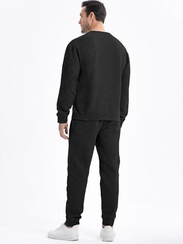 JMIERR Mens Knit Jacquard Outfits Track Suits 2 Piece Set Long Sleeve Pullover Sweatshirt & Running Joggers Sweatpants, Fall Tracksuit Sweatsuits Matching Lounge Sets, 2XL, Black - Image 4
