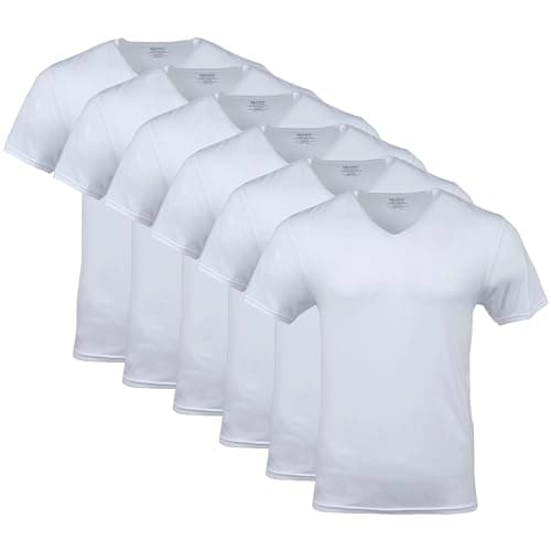 Gildan Men's V-Neck T-Shirts, Multipack, Style G1103, White (6-Pack), X-Large - Image 1