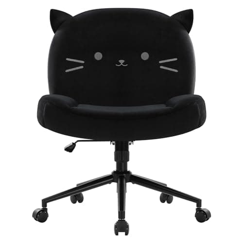 IWMH Armless Office Desk Chair with Wheels,Ergonomic Criss Cross Legged Computer Chair with Fabric Padded, Height Adjustable Wide Seat Vanity Chairs,Mid Back Task Chair for Home, Bedroom (Black) - Image 1