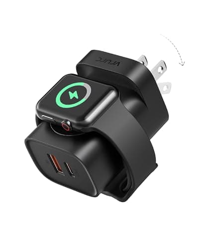 VRURC for Apple Watch Charger, Wireless Magnetic Portable iWatch Charger, PD 20W 3-in-1 Travel Fast Charging Block for iWatch Ultra/SE/10/9/8/7/6/5/4/3/2/, iPhone 17/16/15/14/13,Android-Black - Image 1
