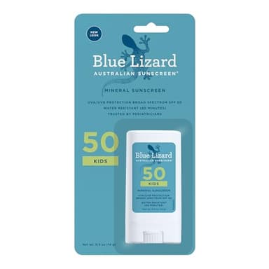 BLUE LIZARD Mineral Sunscreen Stick with Zinc Oxide SPF 50+ Water Resistant UVA/UVB Protection Easy to Apply Fragrance Free, Kids, Unscented, 0.5 oz - Image 1