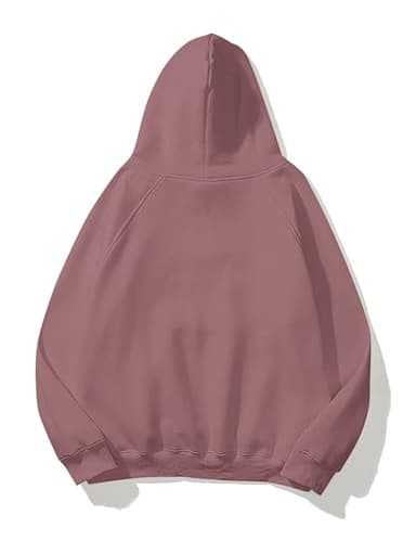 Lauweion Women Solid Basic Fleece Letter Loose Hoodie Sweatshirt Long Sleeve Kangaroo Pocket Drop Shoulder Pullovers Top Light Brown - Image 2