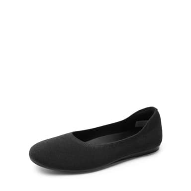 DREAM PAIRS Ballet Flats Shoes for Women, Foldable Knit Women's Flats with Arch Support, Comfortable Shoes for Women Dressy Casual Work Office,Size 10,Black,SDFA2423W - Image 1