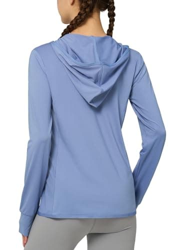 Willit Women's UPF 50+ Sun Protection Shirts UV Long Sleeve Zip Hoodies SPF Lightweight Jacket Hiking Outdoor with Pockets Fog Blue Medium - Image 2
