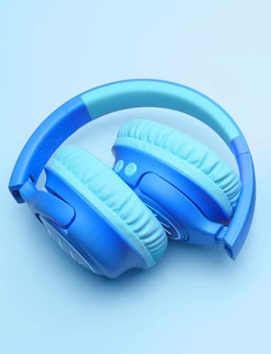 iClever Kids Bluetooth Headphones with LED Lights, 43H Playtime, Type-C Fast Charging, BTH18 Safe Volume 74/85dBA, Bluetooth5.3,Toddler Headphones Aux Cord for iPad/Tablet/Travel/School, Blue - Image 8
