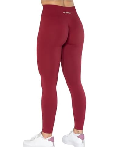 AUROLA Dream Collection Workout Leggings for Women High Waist Seamless Scrunch Athletic Running Gym Fitness Active Pants Tibetan Red S - Image 6