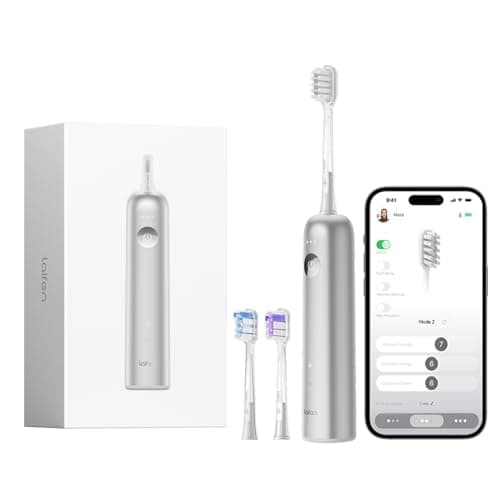 Laifen Wave Electric Toothbrush, Oscillation & Vibration Sonic Electric Toothbrush for Adults with App, 3 Brush Heads, Waterproof Magnetic Rechargeable Powered Toothbrush (Matte Stainless Steel) - Image 1