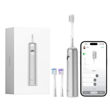 Laifen Wave Electric Toothbrush, Oscillation & Vibration Sonic Electric Toothbrush for Adults with App, 3 Brush Heads, Waterproof Magnetic Rechargeable Powered Toothbrush (Matte Stainless Steel) - Image 1