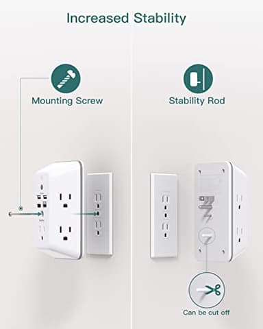 Surge Protector, Outlet Extender with Night Light, Addtam 5-Outlet Splitter and 4 USB Ports(1 USB C), Multi Plug Wall Outlet for Home Office Dorm Room Essentials - Image 4