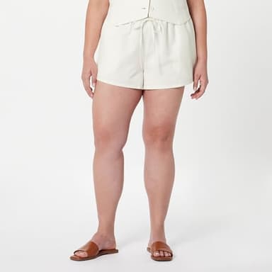 The Drop Women's Emilie Relaxed Pull-On Linen Shorts Ivory, S - Image 5