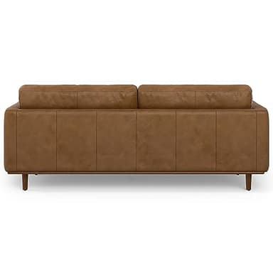 SIMPLIHOME Morrison Mid-Century Modern 89 inch Wide Sofa with Ottoman Set in Caramel Brown Genuine Leather for the Living Room and Family Room - Image 13